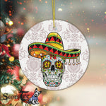Sugar Skull Ornament Cowboy Sugar Skull Of The Dead Sugar Skull Funny Cinco de Mayo Happy Halloween Ornament Gift - Scotstee Shop