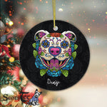 Sugar Skull Ornament Personalized Ornaments Pit Bull Sugar Skull Mexico Dog Calavera Dia De Los Muertos Gift - Scotstee Shop
