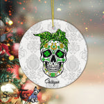 Sugar Skull Ornament Personalized Ornaments Sugar Skull Style St Patricks Happy Halloween Ornament Gift - Scotstee Shop