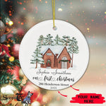 Scotstee Shop - Custom Name Family Winter Night First Christmas in Our New Home Ceramic Ornament