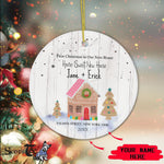 Scotstee Shop - Personalize Name Family Gingerbread House Ceramic Ornament, First Christmas In Our New Home Ornament