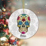 Sugar Skull Ornament Personalized Ornaments Flower Sugar Skull Of The Dead El Dia de Los Muertos Gift - Scotstee Shop