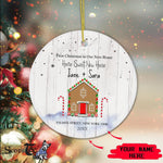 Scotstee Shop - Personalize Name Family Gingerbread New House First Christmas Ceramic Ornament, First Christmas In Our New Home Ornament