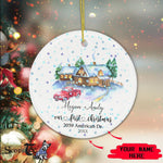 Scotstee Shop - Personalize Name Family Country Home & Red Truck New Home Name Christmas Ornament, , Our First Christmas Circle Ornament