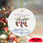 Scotstee Shop - Personalize Name Family First Christmas as a Family of Three With Socks Christmas Ornament, First Christmas In Our New Home Ornament