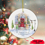 Scotstee Shop - First Christmas In Our New Home Circle Ceramic Ornament Watercolor Christmas Door Holiday New Home Christmas Gift Ornament