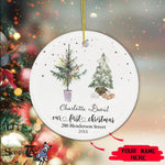Scotstee Shop - Our First Christmas Circle Ornament Personalize Name Family Tree First Christmas In Our New Home Photo Ceramic Ornament