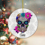 Sugar Skull Ornament Personalized Ornaments Sugar Skull Cool Bone Head Skulls Gift Halloween Ornament Gift - Scotstee Shop