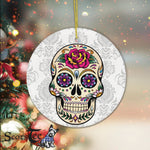Sugar Skull Ornament Day of Dead Sugar Skull with Rose Happy Halloween Ornament Gift Halloween Tree Decorations Halloween Gift - Scotstee Shop