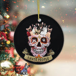Sugar Skull Ornament Cute French Bulldog I Hate People Sugar Skull Dog Happy Halloween Ornament Gift - Scotstee Shop