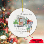 Scotstee Shop - Personalize Name Family New Home Watercolor Door First Christmas New Home Ceramic Ornament
