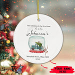 Scotstee Shop - Personalize Name Family First Christmas as Mr & Mrs Blue Truck New Home Ceramic Ornament, First Christmas In Our New Home Ornament