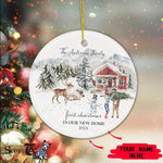 Scotstee Shop - Personalize Name Family First Christmas New Farm Ceramic Ornament Gift Christmas
