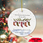 Scotstee Shop - Personalize Name Family First Christmas as a Family of Five With Socks Family Christmas Ornament, First Christmas In Our New Home Circle Ornament