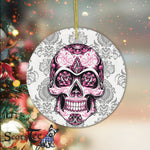 Sugar Skull Ornament Breast Cancer Pink Sugar Skull Halloween Ornament Gift - Scotstee Shop