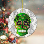Sugar Skull Ornament Cool Day of Dead Sugar Skull Weed Happy Halloween Ornament Gift - Scotstee Shop