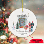 Scotstee Shop - A Very Christmas In Our New Home Circle Ceramic Ornament Watercolor Christmas Door First Christmas New Home Ceramic Ornament