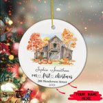 Scotstee Shop - Custom Name Family Our New Home Rustic Barn Christmas Ceramic Ornament