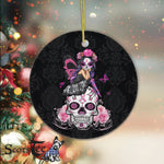 Sugar Skull Ornament Fairy Sugar Skull Breast Cancer Butterfly Pink Ribbon Happy Halloween Ornament Gift - Scotstee Shop
