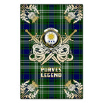 Scotstee Shop - Scotstee Shop Purves Clan Crest Golf Courage Gold Thistle Tartan Garden Flag