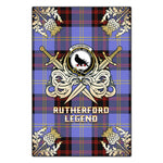 Scotstee Shop - Scotstee Shop Rutherford Clan Crest Golf Courage Gold Thistle Tartan Garden Flag