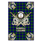 Scotstee Shop - Scotstee Shop Sempill Modern Clan Crest Golf Courage Gold Thistle Tartan Garden Flag