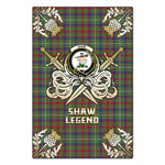 Scotstee Shop - Scotstee Shop Shaw Green Modern Clan Crest Golf Courage Gold Thistle Tartan Garden Flag