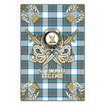 Scotstee Shop - Scotstee Shop Stewart Muted Blue Clan Crest Golf Courage Gold Thistle Tartan Garden Flag