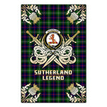Scotstee Shop - Scotstee Shop Sutherland Modern Clan Crest Golf Courage Gold Thistle Tartan Garden Flag