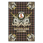 Scotstee Shop - Scotstee Shop Sutherland Weathered Clan Crest Golf Courage Gold Thistle Tartan Garden Flag