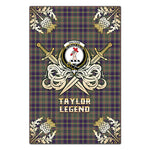 Scotstee Shop - Scotstee Shop Taylor Weathered Clan Crest Golf Courage Gold Thistle Tartan Garden Flag