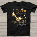 A Girl Queen Was Born On February 24, 24th February Birthday Shirt - Scotstee Shop