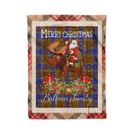 Personalized Gift Plaid Tartan Blanket Clan Balfour Modern With Moose Lover Xmas Gift Santa Riding Christmas Fleece Blanket