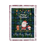 Personalized Gift Tartan Plaid Blanket Clan MacKay With Funny Santa Snowman Reindeer Merry Christmas Fleece Blanket, Home Living Room, Plaid Blanket, Tartan Blanket, Scottish Blanket, Buffalo fleece blanket, Christmas Blanket
