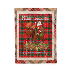 Personalized Gift Plaid Tartan Blanket Clan Spns With Moose Lover Xmas Gift Santa Riding Christmas Fleece Blanket