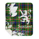 Sherpa Blanket - Tartan Blanket Thistle and Lion Scottish Clan Reid Green Plaid Blanket, plaid sherpa blanket queen,purple sherpa blanket,queen sherpa blanket,queen size sherpa blanket,red sherpa blanket,scottish tartan blankets,sherpa blanket,sherpa christmas blanket