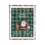 Personalized Gift Tartan Plaid Blanket Clan Johnston Dress With Funny Santa Snowman Reindeer Merry Christmas Fleece Blanket, Home Living Room, Plaid Blanket, Tartan Blanket, Scottish Blanket, Buffalo fleece blanket, Christmas Blanket