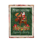 Personalized Gift Plaid Tartan Blanket Clan Kennedy With Moose Lover Xmas Gift Santa Riding Christmas Fleece Blanket