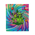 Scotstee Shop - Scotstee Shop Blanket Hippie Aliens Smoking Weed Cannabis Tie-Dye Colorful Rainbow Hippie Fleece Blanket
