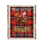 Personalized Gift Plaid Tartan Blanket Clan Marjoribanks With Moose Lover Xmas Gift Santa Riding Christmas Fleece Blanket