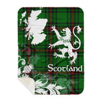 Sherpa Blanket - Tartan Blanket Thistle and Lion Scottish Clan Fife District Plaid Blanket, plaid sherpa blanket queen,purple sherpa blanket,queen sherpa blanket,queen size sherpa blanket,red sherpa blanket,scottish tartan blankets,sherpa blanket,sherpa christmas blanket