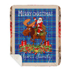 Personalized Gift Plaid Tartan Blanket Clan Mercer With Moose Lover Xmas Gift Santa Riding Plaid Christmas Sherpa Blanket