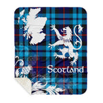 Sherpa Blanket - Tartan Blanket Thistle and Lion Scottish Clan McCorquodale Plaid Blanket, plaid sherpa blanket queen,purple sherpa blanket,queen sherpa blanket,queen size sherpa blanket,red sherpa blanket,scottish tartan blankets,sherpa blanket,sherpa christmas blanket