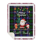 Personalized Gift Tartan Plaid Blanket Clan Russell With Funny Santa Snowman Reindeer Merry Christmas Gift Sherpa Blanket, blue plaid sherpa blanket,blue tartan sherpa blanket,Buchan,buffalo plaid sherpa blanket,christmas sherpa blanket,Christmas Throw Blanket