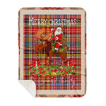 Personalized Gift Plaid Tartan Blanket Clan Drummond Of Strathallan With Moose Lover Xmas Gift Santa Riding Buffalo Plaid Christmas Sherpa Blanket