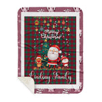 Personalized Gift Tartan Plaid Blanket Clan Lindsay Modern With Funny Santa Snowman Reindeer Merry Christmas Gift Sherpa Blanket, blue plaid sherpa blanket,blue tartan sherpa blanket,Buchan,buffalo plaid sherpa blanket,christmas sherpa blanket,Christmas Throw Blanket