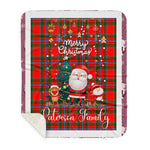 Personalized Gift Tartan Plaid Blanket Clan Paterson Red With Funny Santa Snowman Reindeer Merry Christmas Gift Sherpa Blanket, blue plaid sherpa blanket,blue tartan sherpa blanket,Buchan,buffalo plaid sherpa blanket,christmas sherpa blanket,Christmas Throw Blanket