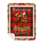 Personalized Gift Plaid Tartan Blanket Clan Kerr Modern With Moose Lover Xmas Gift Santa Riding Buffalo Plaid Christmas Sherpa Blanket