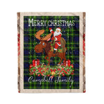 Personalized Gift Plaid Tartan Blanket Clan Campbell Of Breadalbane Modern With Moose Lover Xmas Gift Santa Riding Christmas Fleece Blanket