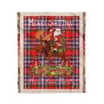 Personalized Gift Plaid Tartan Blanket Clan MacFarlane Modern With Moose Lover Xmas Gift Santa Riding Christmas Fleece Blanket